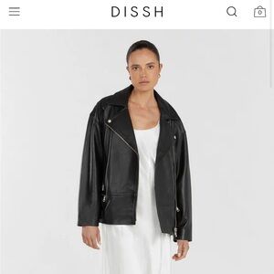 DISSH TORI BLACK LEATHER BIKER JACKET US Size 6